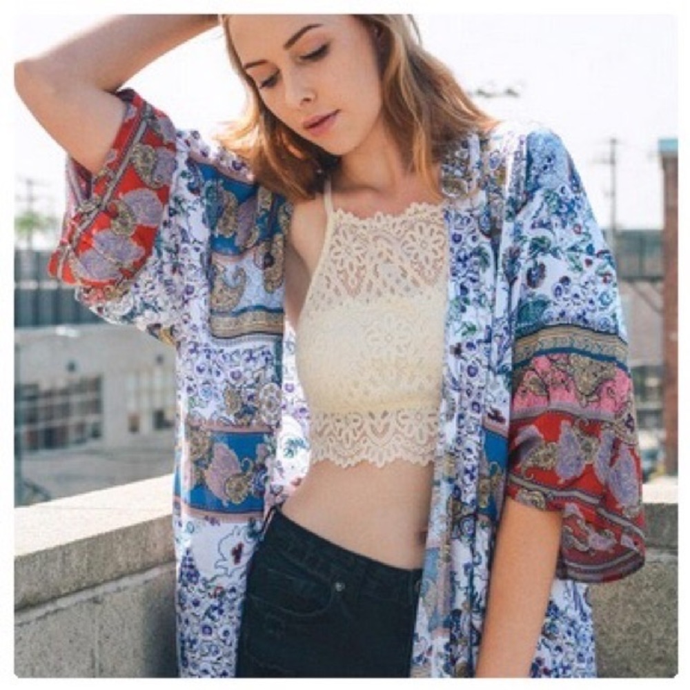 Multi Print Boho Long Kimono - Picture 5 of 8